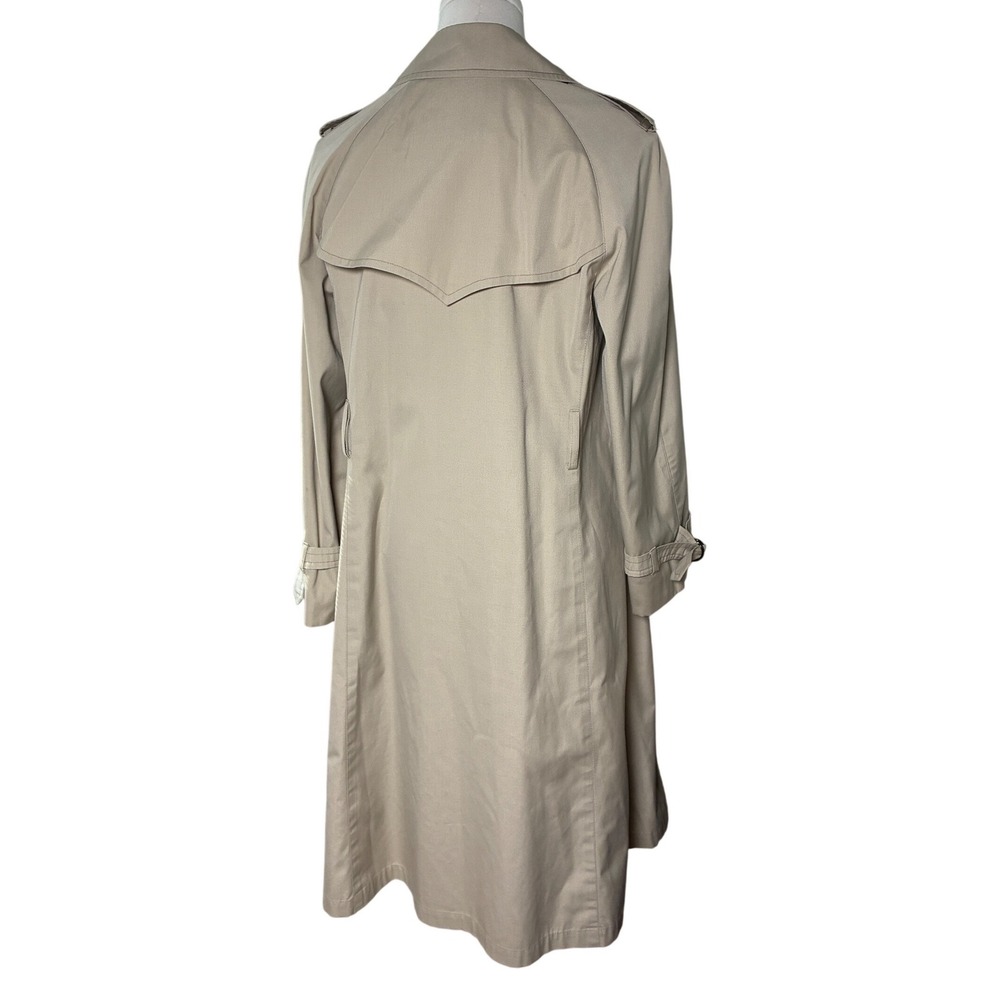 London Fog Double Breasted Trench Coat Tan Cotton Blend Petite 8P - Picture 3 of 9